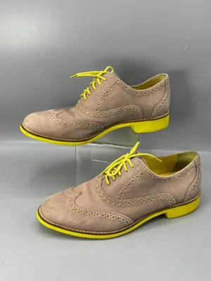 Cole Haan Lunargrand Alisa Wingtip Oxford Shoes Womens 8.5 Tan Yellow Almond Toe thumbnail 2