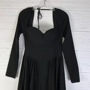 Parthea Long Sleeve Tie Back A-Line Dress - Black size M thumbnail 2