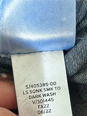 NWT Gap Denim Blue Cotton Blend Long Sleeve Smocked Top Blouse Size XS thumbnail 5