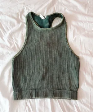 Alexander Julian Washed Forest Green Cropped Racerback Tank Top Size S/M thumbnail 1