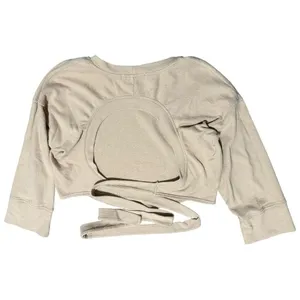 Free People FP Beach Women’s Size XS Tan Nude Tie Front Open Back Shirt Top thumbnail 3