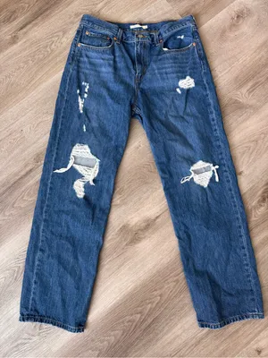 Levi’s Low Pro Straight Denim Blue Jeans Women’s 30 Distressed thumbnail 2