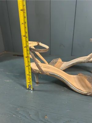 Nine West Metallic Gold/Silver Strappy Kitten Heeled Sandals | Size 7.5 thumbnail 8