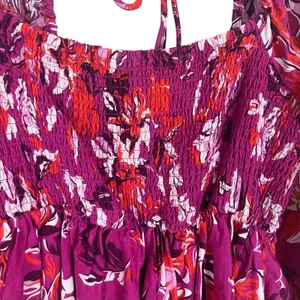 Alexandra Farmer for Anthropologie Smocked Pink Floral Mini Dress Small Petite thumbnail 6