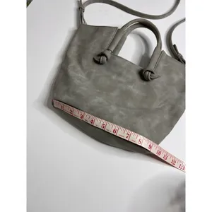 Anthropologie Crossbody Tote Bag Grey Gingham Lining Adjustable Strap Handbag thumbnail 6