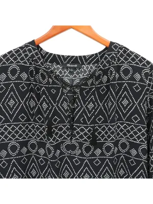 Madewell Lace Up Peasant Caravan Print Black Tassel Tie Top S thumbnail 4