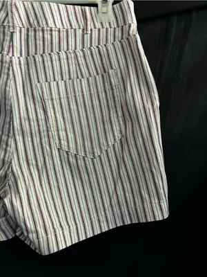 Old Navy Women's Striped Button-Front Shorts in White & Burgundy Sz 10 NWT thumbnail 5