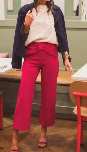 Anthropologie Maeve The Colette Bow-Waist Crop Wide-Leg Pants, Size 26 thumbnail 1