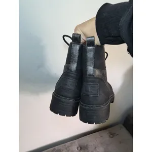 Y2K Boots London Fog Black Lace-Up Combat Boots Biker Gorpcore 10M thumbnail 5