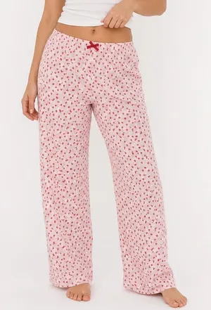 Jane & Bleecker Pink Heart Print Pajama Pants Women's Medium Relaxed Lounge thumbnail 1