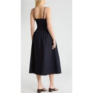 ASTR Margaux The Label Dark Wash Denim Bustier Midi Dress XS Blue NEW thumbnail 3