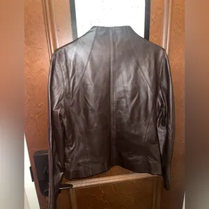 Vintage Brown Faux Leather Jacket by Revue Size 8 thumbnail 2