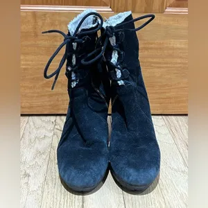 Michael Kors Black Suede Rory Wedge Heel Boots thumbnail 2