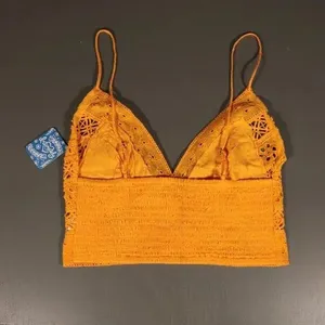 Free People Carina Bralette / Crop Top in Mango thumbnail 4