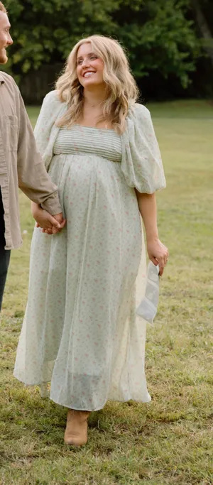 Floral maxi puff sleeve dress thumbnail 2