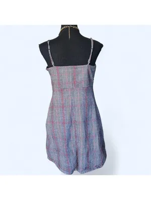 Hollister Y2K coquette preppy dark academia plaid mini dress size medium 🤎 thumbnail 4