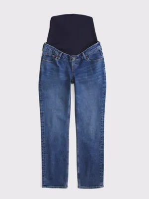 Abercrombie & Fitch Maternity Ankle Straight Jeans Medium Wash thumbnail 3
