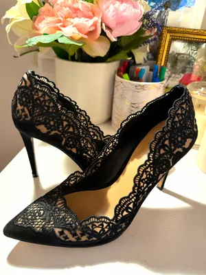 INC Black Lace Spicy Heels thumbnail 9