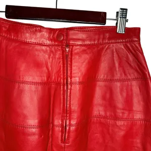 Vakko Neiman Marcus Vintage Red Leather Pencil Skirt Made In USA 80s Size 8 thumbnail 5