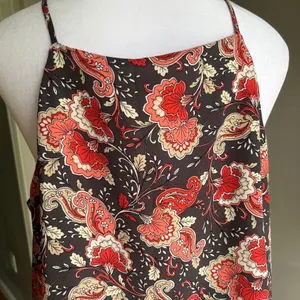 Floral Paisley Print Cami Top Button Down Sleeveless Peplum Tank Blouse Large thumbnail 7