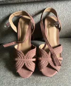 Kaari Blue Mauve Woven Slingback Heels thumbnail 1