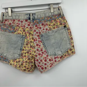 Farm Rio Anthropologie Floral Patchwork Denim Shorts Size 27 Coquette Rodeo thumbnail 8