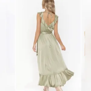 Show Me Your Mumu SMYM Samantha Ruffle Wrap Dress in Moss green NEW SMALL thumbnail 3