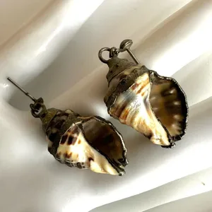 Silver tone shell drop earrings thumbnail 2
