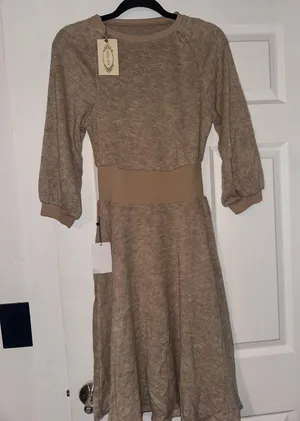 MIA Joy Dress Medium Women’s Cottagecore Boho Cream Long Sleeve Ruffle Lined thumbnail 1
