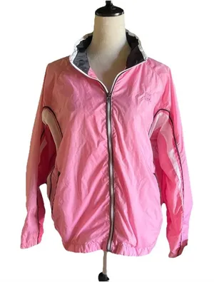Vintage Wilson women's Pink And White windbreaker L Pickleball Tennis Retro 80’s thumbnail 1