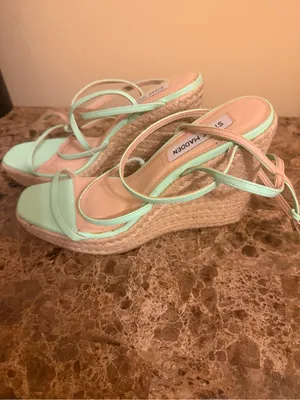 Steve Madden Mint Green Strappy ankle Lace-Up platform Heels thumbnail 3
