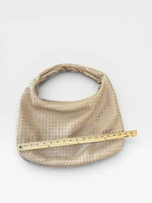 Urban Expression Woven Hobo Shoulder Bag Taupe Vegan Leather Slouchy Oversized thumbnail 4