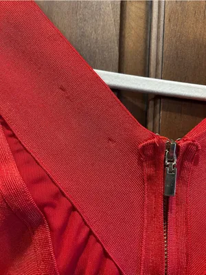 🌸WOW COUTURE Red Bandage Crop Top Sheer Mesh Long Sleeve Zip S thumbnail 6