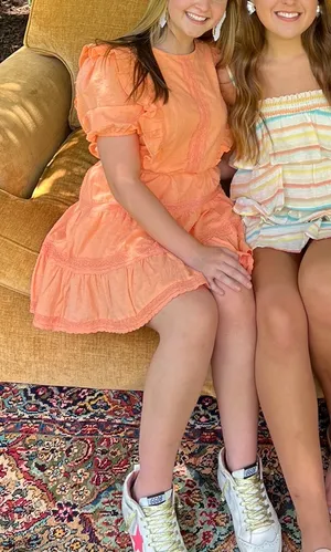 Vestique Orange Ruffle Dress thumbnail 1
