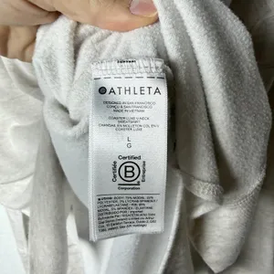 Athleta Heathered Beige Soft V-Neck Long Sleeve Sweatshirt Top Women's size L thumbnail 5
