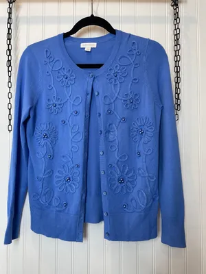 Ralph Lauren CHARTER CLUB Womens Embellished Cardigan Sweater Topper Size XS thumbnail 1