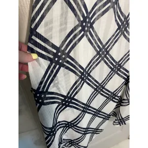Ann Taylor Navy Blue White Plaid‎ Ruffle Neck Chiffon Midi Dress 6 561128 thumbnail 10