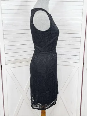 White House | Black Market Black Lace Sleeveless Sheath Dress Size 6 Party Cocktail Evening Gothic thumbnail 3