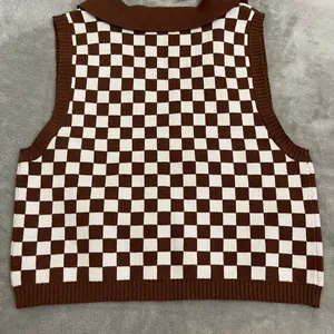 💜NWT RUE 21 Brown Checkered Sweater Vest, XL thumbnail 2