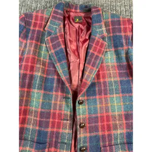 Vintage 90s LIZSPORT Blazer Women 10 Plaid Wool Shoulder Pads Tartan Jacket Fall thumbnail 8