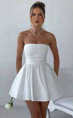 Babyboo Dress strapless White Mini tied bow on back thumbnail 1