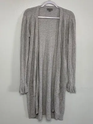 Joseph A Long Length Light Grey Open Front Cardigan Size M thumbnail 1