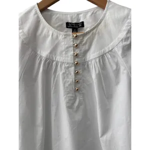 J.Crew Shirred Popover Top in Cotton Poplin Bright Gold Buttons White Size XS thumbnail 7