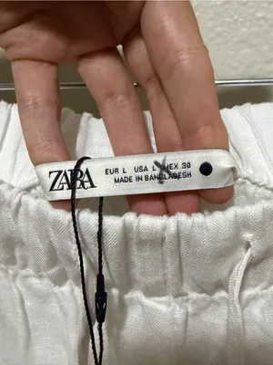 NWT ZARA 100% Linen Wide Leg Pants White Size Large Coastal thumbnail 3
