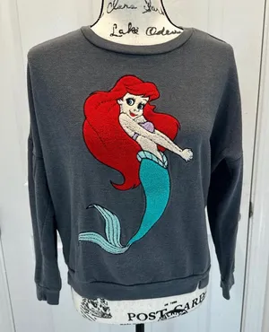 Disney Women's Sweatshirt with Red Mermaid Graphic thumbnail 1