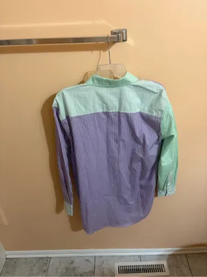 Solid & Striped Green & Purple Striped Oxford Button Up thumbnail 4