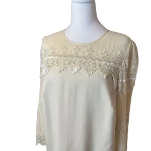NWT‎ Anthropologie Darling Cream Ivory Lace Trim Dress Large Bridal Wedding thumbnail 2