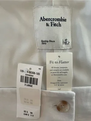 Abercrombie & Fitch White Square-Neck Button Sleeveless Mini Dress Size XL new + thumbnail 2