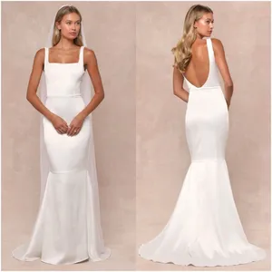 LULU’S Luxe Loveliness White Satin Backless Mermaid Maxi Dress thumbnail 2