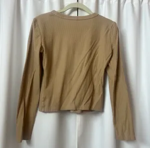 Khaki Brown V-Neck Button Up Slim Fit Cotton Cardigan Top Size Large thumbnail 3